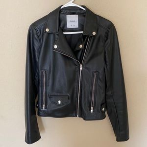 Pull&Bear Faux Leather Jacket Black Moto Biker